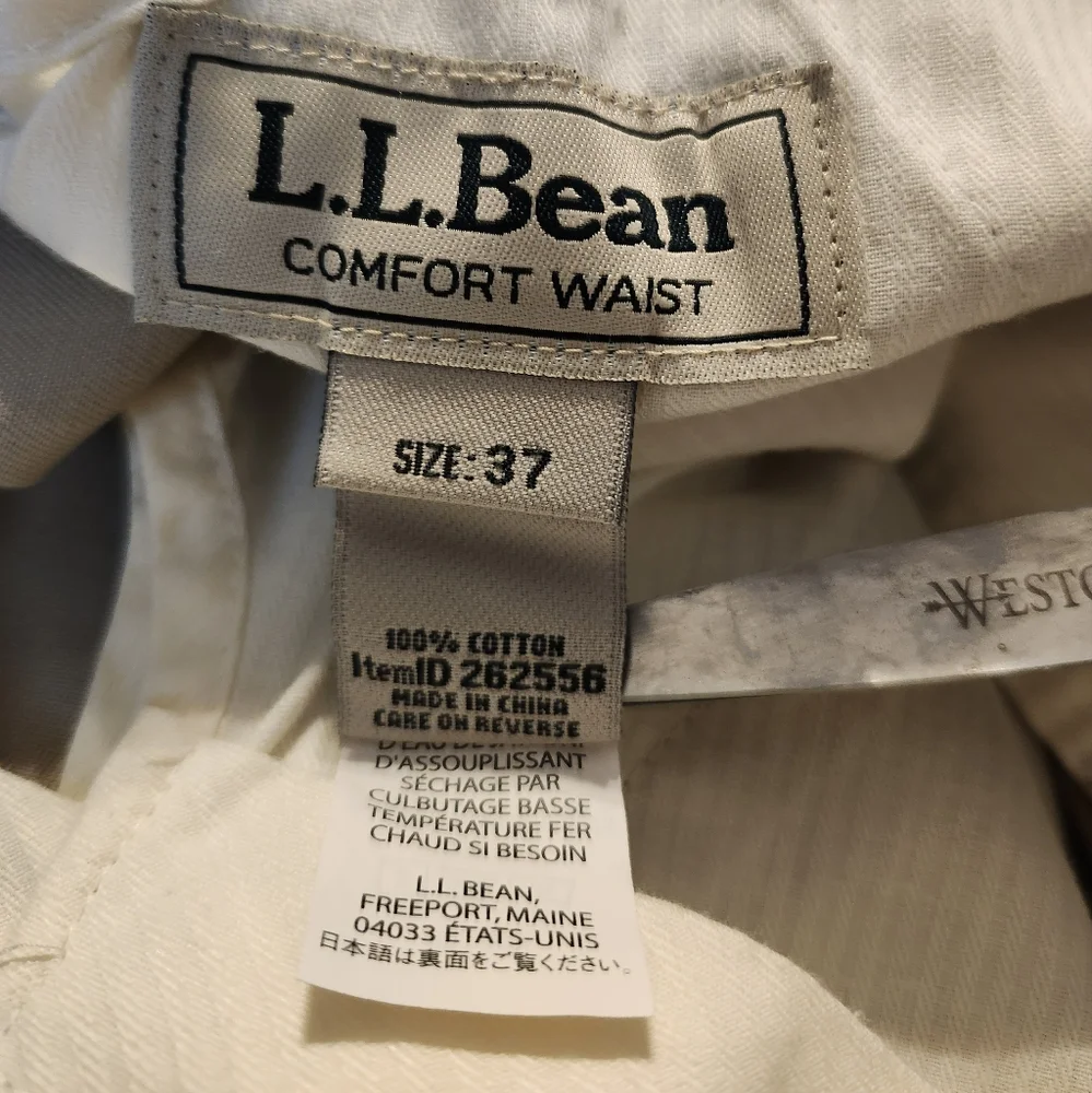 NWT L.L.Bean Pleated Khaki Comfort Waist Men's Chino‎ Size 37